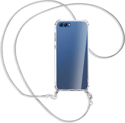 Produktbild von Handykette Backcover-Schutzhülle mit Band (Metall silberfarben) für Honor View 10 / V10 - silberfarbene Kette Snake