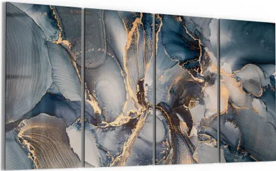 Produktbild von DEQORI Glasbild Echtglas 4x30x60 cm 'Marmor-Farbspiel mit Gold' Wandbilder XXL groß