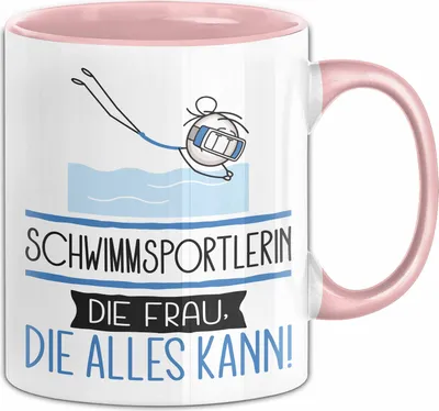 Produktbild von Schwimmsportlerin Geschenk Tasse Becher Die Frau Die Allen Kann Geschenkidee für eine Schwimmsportlerin Lustig (Rosa)