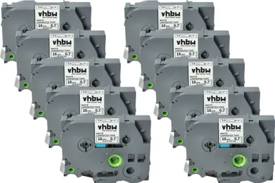 Produktbild von vhbw 10x Schriftband-Kassette Ersatz für Brother TZ-241, TZE-241 für Etiketten-Drucker 8m x 18mm Schwarz auf Weiß