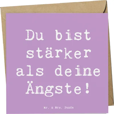 Produktbild von Mr. & Mrs. Panda Grußkarte Spruch Angst überwinden - Lavendeltraum - Geschenk, Vertrauem, innere Stärke, anlasskarte, Trost, faltkarte, Selbstvertrauen, Klappkarte