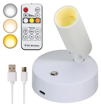 LED-Drahtlos-Spotlights, dimmbar, Akku, Fernbedienung, 3 Farben