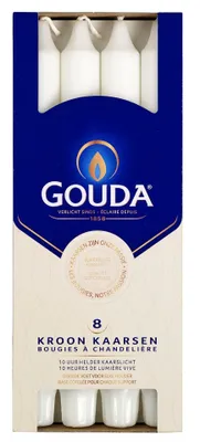 Image de Bougies couronnes 240/24 en carton 8 blanc satiné