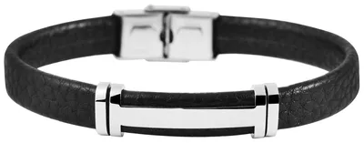 Produktbild von Akzent Lederarmband mit Edelstahlelement Schwarz
