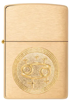 Obrázok produktu pre ZIPPO - Emblém Raka - brúsená mosadz Zlaté znamenie zverokruhu Rak búrkový zapaľovač plniteľný benzínom 60006107
