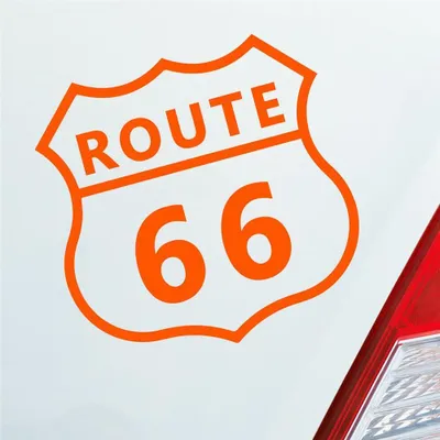 Produktbild von Auto Aufkleber Route 66 USA Bike Harley Motorrad 10x10 cm Orange Sticker Heckscheibenaufkleber