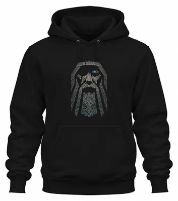 Imagen del producto de Sudadera con capucha uni "Viking", diseño de nudos celtas y motivos nórdicos "Odin", color , talla M
