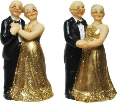 Produktbild von 2er Set Gold Hochzeitspaar 7cm
