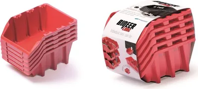 Obrázok produktu pre Sada úložných boxov 5ks BINEER LONG 198x118x82 mm červená