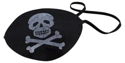 Produktbild von BestSaller 1535 Piraten-Augenklappe mit Stretchband, Totenkopfaufdruck, schwarz