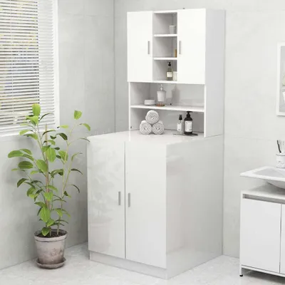 Obrázok produktu pre Skrinka na práčku lesklá biela 70,5x25,5x90 cm