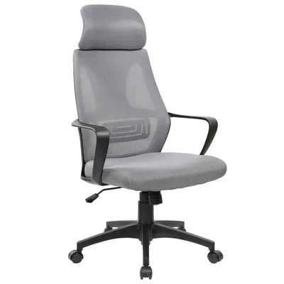 Produktbild von Bürostuhl mit Lordosenstütze im Netzstoff-Design Schreibtischstuhl mit Wippfunktion ergonomischer Drehstuhl mit einer verstellbaren atmungsaktiven Rückenlehne,Farbe:Schwarz/Grau
