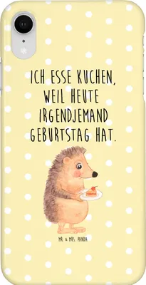 Produktbild von Mr. & Mrs. Panda Iphone XR Handyhülle Igel Kuchenstück - Gelb Pastell - Geschenk, Lustige Sprüche, Handy Case, Kuchen Backen, Premium Kunststoff, Geburtstagskuchen, Torte