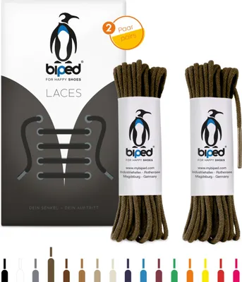 Produktbild von biped LACES 2 Paar runde Schnürsenkel aus Baumwolle 2mm z2900(khakibraun,45 cm)