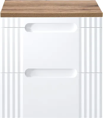 Produktbild von Waschtischunterschrank 60cm FAIRFIELD-56 in weiß mit Eiche Nb., B/H/T ca. 60,4/64,5/46 cm