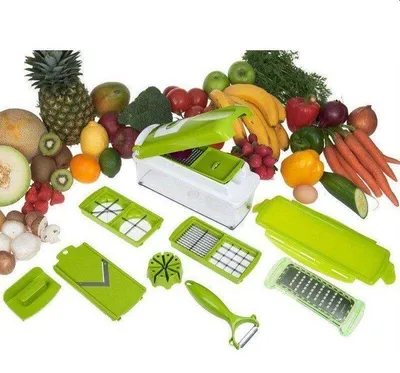 Produktbild von 10-teiliges Gemüseschneider-Set mit Auffangschale – Multifunktionale Mandoline – Gemüse- und Obstschneider – Küchenschneider-Set [A0019]