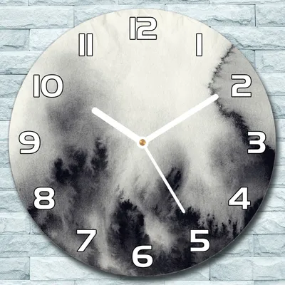 Produktbild von Wanduhr aus Glas Rund fi 30 Dunkle Tuschkunst Quarz Deko Wohnzimmer Büro