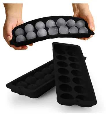 Produktbild von Blumtal Eiswürfelformen Silikon 3er Set - 14er Eiswürfelform mit Deckel - BPA-freie Silikon Eiskugelform -Silikonform Eiswürfel Kugel rund - Schwarz