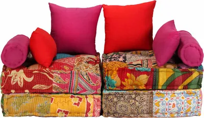 Produktbild von vidaXL 2-Sitzer Modularer Pouf Patchwork Stoff