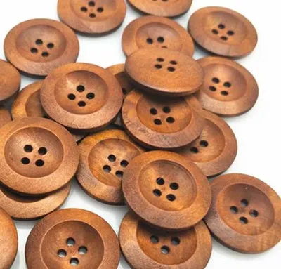 Produktbild von 25 mm braune Holzknöpfe, runde Knöpfe mit 4 Löchern, dunkelbraune Holzknöpfe, Schmuckknöpfe, Jasschrauben, Scrapbookingknöpfe