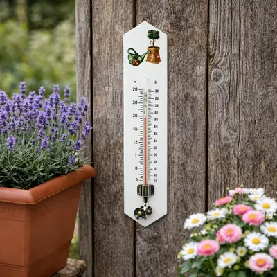 Produktbild von Ausenthermometer - Metall - 30 cm - Weis - Garten/Terrasse