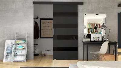 Obrázok produktu pre Posuvné dvere MIRAN 5 - 70 cm, čierne / čierne sklo