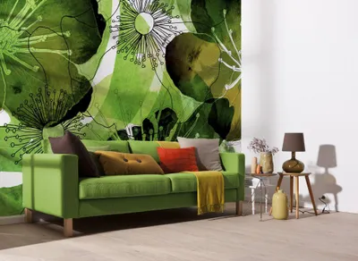 Produktbild von Komar Vlies Fototapete "Aquarell ", grün, 350 x 250 cm