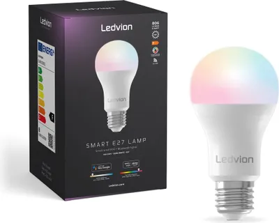 Produktbild von Ledvion - SMART RGB+CCT E27 LED Lampe, 8W, 806 Lumen, Wi-Fi Beleuchtung, Dimmbar, Alexa & Google Home