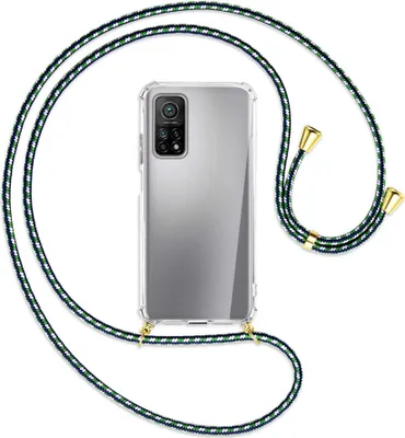 Produktbild von Handykette Backcover-Schutzhülle mit Band (Metall goldfarben) für Xiaomi Mi 10T (Pro) 5G - grün/blau/weiß