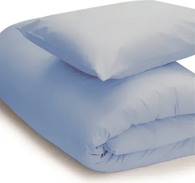 Image de Housse de couette en percale Belledorm, facile d'entretien BM169 (lit simple) (Bleu ciel)