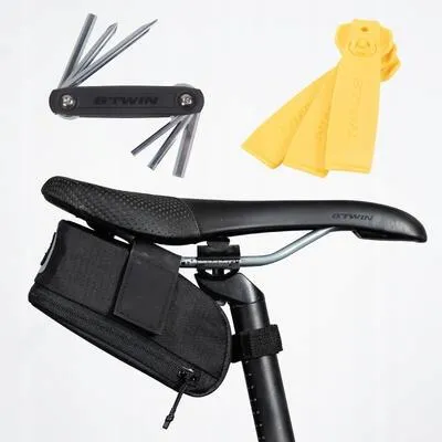 Produktbild von Btwin Easy M Fahrrad-Satteltaschen-Set mit Multitool & Reifenhebern 0,6L