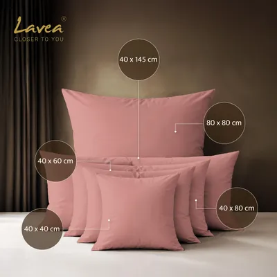 Produktbild von Lavea® 1 Kissenbezug 80x80 cm, 100% Baumwolle, Atmungsaktive, Reißverschluss, pflegeleicht, STANDARD 100 - Rosa