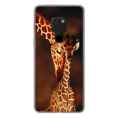 Produktbild von MuchoWow® Handyhülle Schutzhülle Hülle für Huawei P40 Lite Giraffe - Kalb - Porträt Silikon Softcase Handy Hülle - Handy