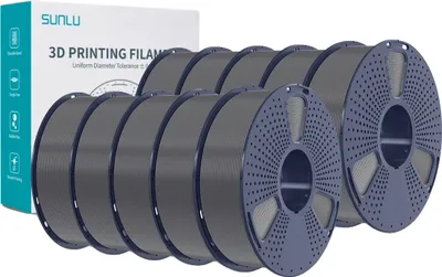 Image de Filament PLA 3D, 10 rouleaux poids net 1 kg, température d'impression 200-210 °C, PLA 10 gris