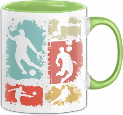 Produktbild von Fußball Tasse Geschenk Fußballer Geschenkidee Retro Kaffee-Becher Vintage (Grün)