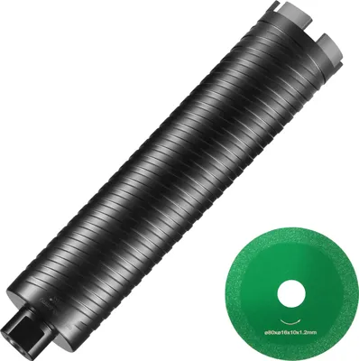 Image de Couronne de forage diamantée VEVOR Carotteuse, 63,5 mm Carotteuse diamantée à eau/à sec pour briques et blocs, carotteuse à béton avec foret de guidage et lame de scie, profondeur de forage 241,3 mm, filetage intérieur 5/8 pouce-11