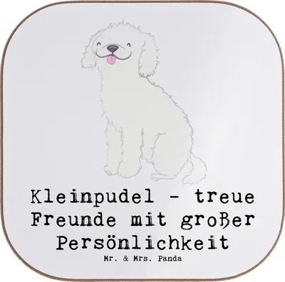Produktbild von Mr. & Mrs. Panda Getränkeuntersetzer Kleinpudel Freunde - Weiß - Geschenk, Tassen Untersetzer, Hund, Hunderassen Charakter, Hundeliebhaber, liebevoller, liebevolles Wesen