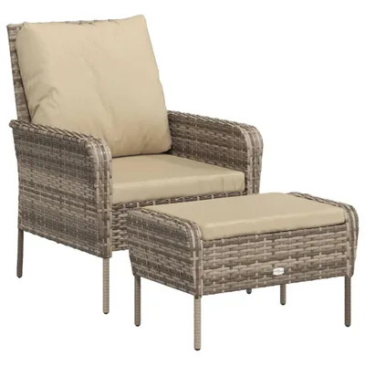 Immagine prodotto di vidaXL Sedia da giardino con poggiapiedi in rattan marrone chiaro