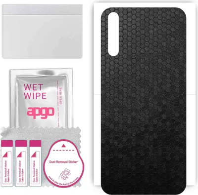 Produktbild von apgo Rückseite Schutzfolie, Skin, kompatibel mit Huawei Y8p, Hinten Displayschutzfolie aus Vinylfolie, kratzfest, einfache Montage - Schwarze Honigwabe