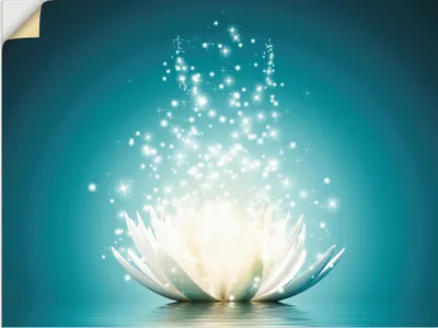 Produktbild von ARTland Wandbild, selbstklebend Magie der Lotus-Blume - türkis Größe: 60x45 cm