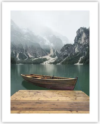 Produktbild von Poster - Poster ohne Rahmen - Berge See Boot - 40x50 cm - Wand Bild - Wanddeko - Wandbilder - Kunstposter - Wandposter - Bilder - Kunstdruck - Wanddekoration - Wandbild - P2XPA40x50-3978