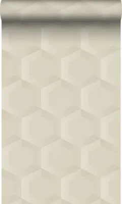 Zdjęcie produktu dla Origin Wallcoverings tapeta Motyw sześciokąta 3D jasny beż 53 cm x 10.05 m