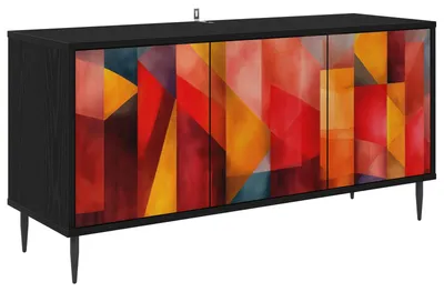 Produktbild von vidaXL TV-Schrank HEESCH 102 x 33 x 51 cm Schwarz Eichen-Optik