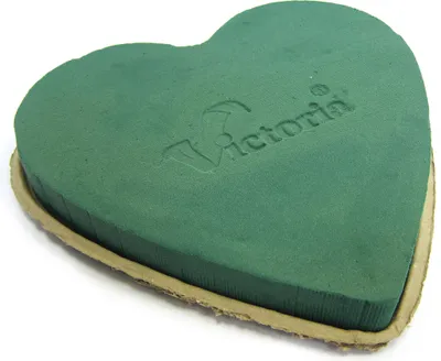 Produktbild von Nass Steckschaum Herz 31cm mit Eco Unterlage Natur Braun 1 Stück