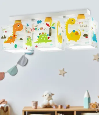 Immagine prodotto di Plafoniera per bambini a 3 luci Dinos Dinosauri