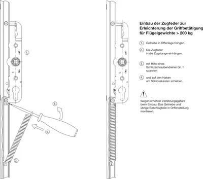 Produktbild von GU-937/934 HS Zugfeder für Hebegetriebeschloss, ab 200 kg, Stahl verzinkt
