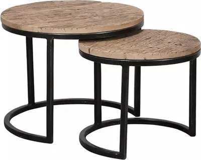 Produktbild von AnLi Style Beistelltisch-Set/2 runde/halbrunde Gestelle