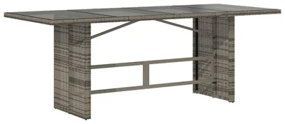 Produktbild von vidaXL Gartentisch mit Glasplatte Grau 190x80x74 cm Poly Rattan