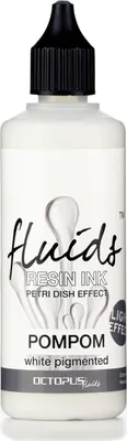 Image de 100 ml d'encre à résine Octopus Fluids POMPOM, encre à alcool pour résine époxy PETRI DISH EFFECT Light, blanche