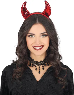 Immagine prodotto di Cerchietto per capelli corna demoniache Halloween Costume Accessorio Diavolo Eleganza Festa di Halloween, Colore: Rosso